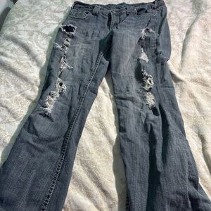 Distressed Gray Women Jeans